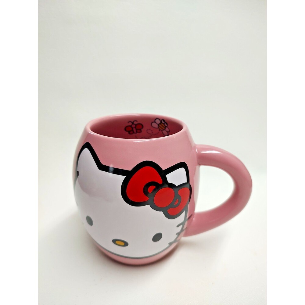 Vintage Hello Kitty Pink Coffee Mug Vandor Cup Cat China 4.5"tall Unused